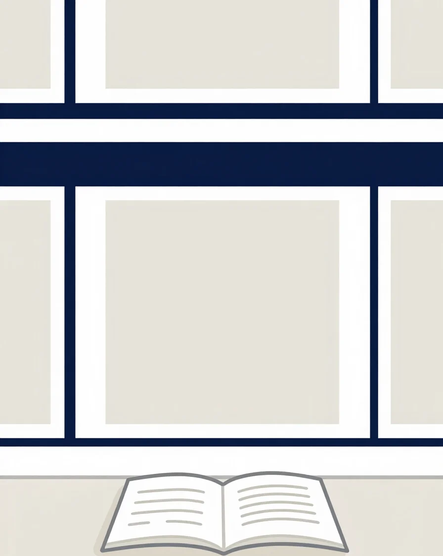 Flat editorial illustration, soft even light, white navy and ligh